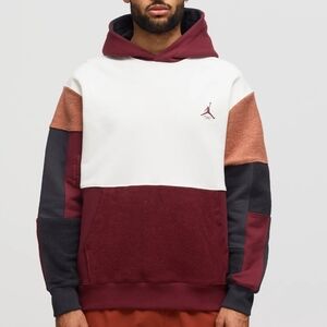 Jordan Nike Flight Color Block Hoodie in White, Burgundy, and Black, Small